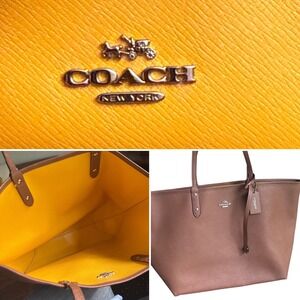 Coach Reversible! City Tote F36609 brown to yellow *read*‎
